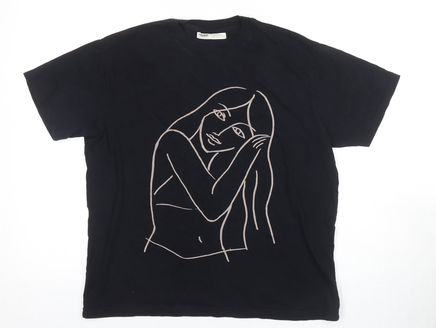 Pull&Bear Black T-Shirt, Size S, Unisex