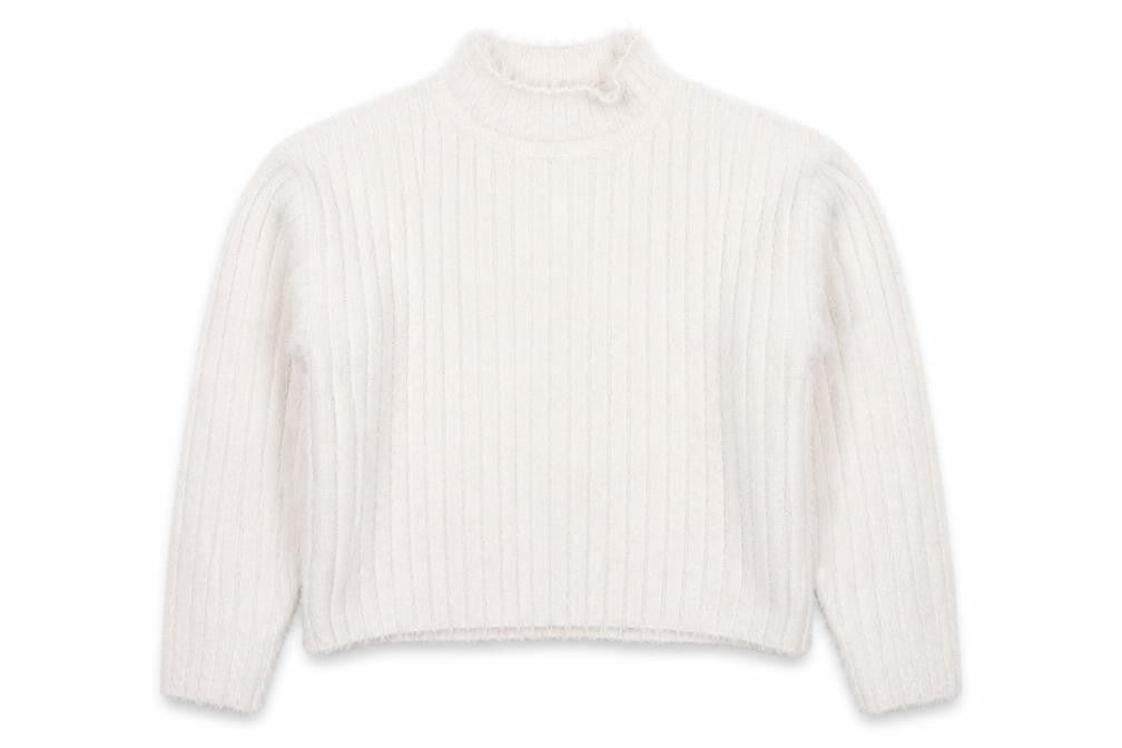 Front view of Next girls’ ivory jumper, 7 years, soft knit