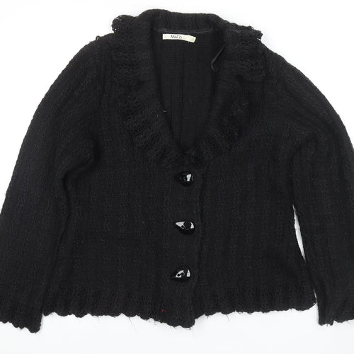 M&Co Women's Black Collared Cardigan - Size 10
