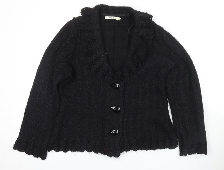 M&Co Women's Black Collared Cardigan - Size 10