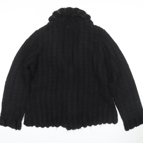 M&Co Women's Black Collared Cardigan - Size 10