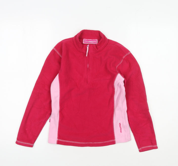 Mountainlife Girls Pink Half Zip Fleece Sweatshirt 9-10 Years