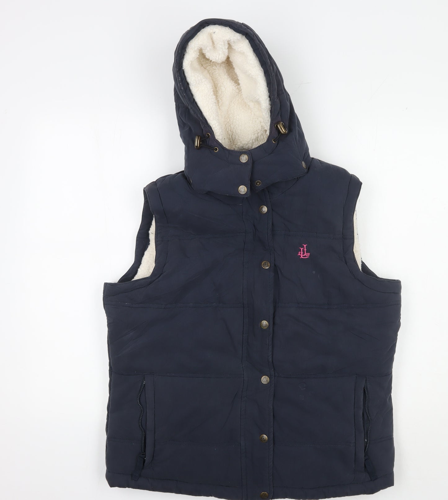 Lazy Jacks Women's Blue Hooded Waistcoat, Size L, Casual Autumn