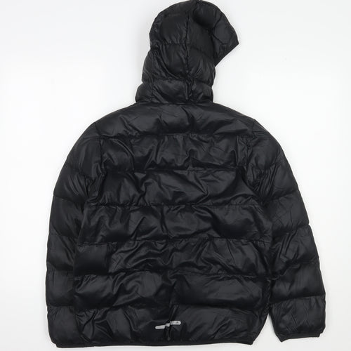 Adidas Boys Black Puffer Jacket 11-12Y Hooded Winter Coat