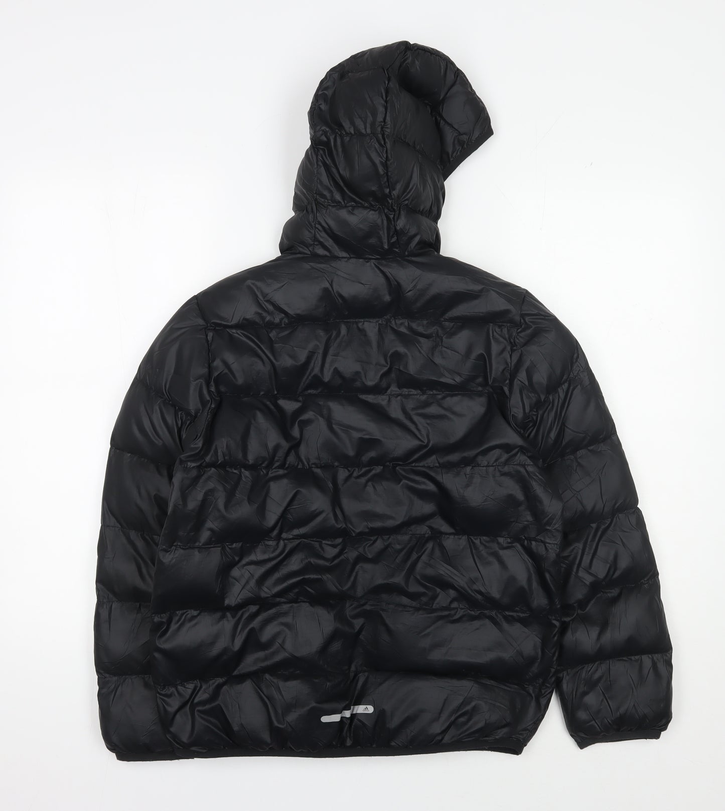 Adidas Boys Black Puffer Jacket 11-12Y Hooded Winter Coat