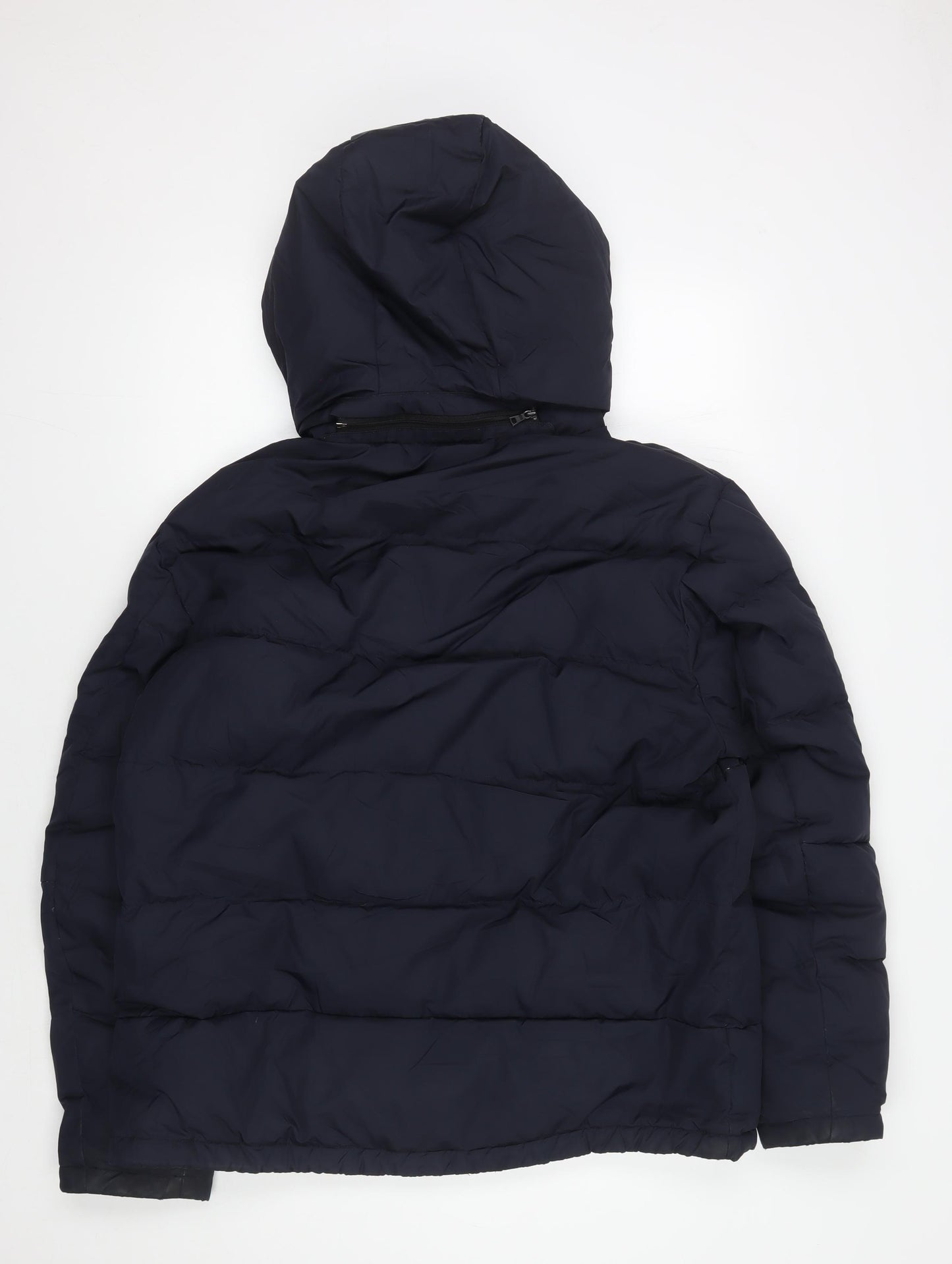 Marks and Spencer Men's Blue Puffer Jacket, L, Hooded