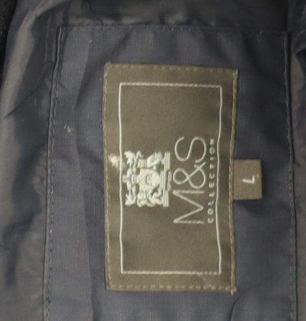 Marks and Spencer Men's Blue Puffer Jacket, L, Hooded