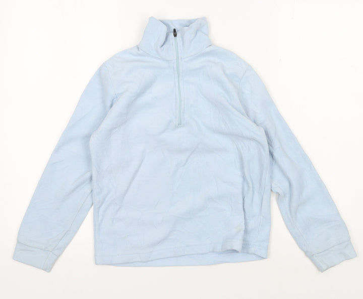 Snow+Rock Girls' Blue Fleece Pullover - 10 Years, Zip Neck