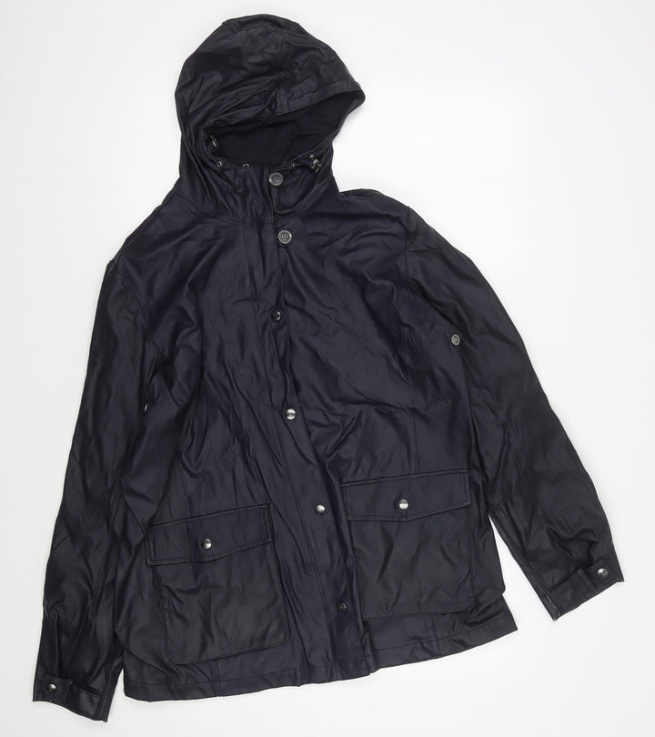 Lands' End Men's XL Black Hooded Rain Coat