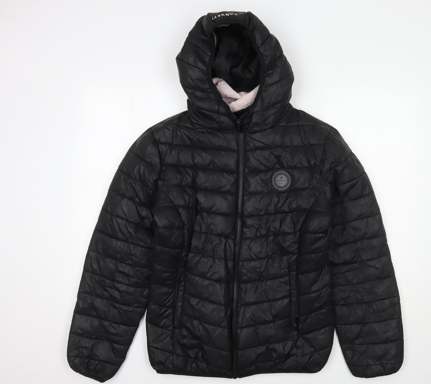 Sonneti Girls Black Puffer Jacket 13-15 Years Hooded Winter