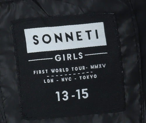 Sonneti Girls Black Puffer Jacket 13-15 Years Hooded Winter