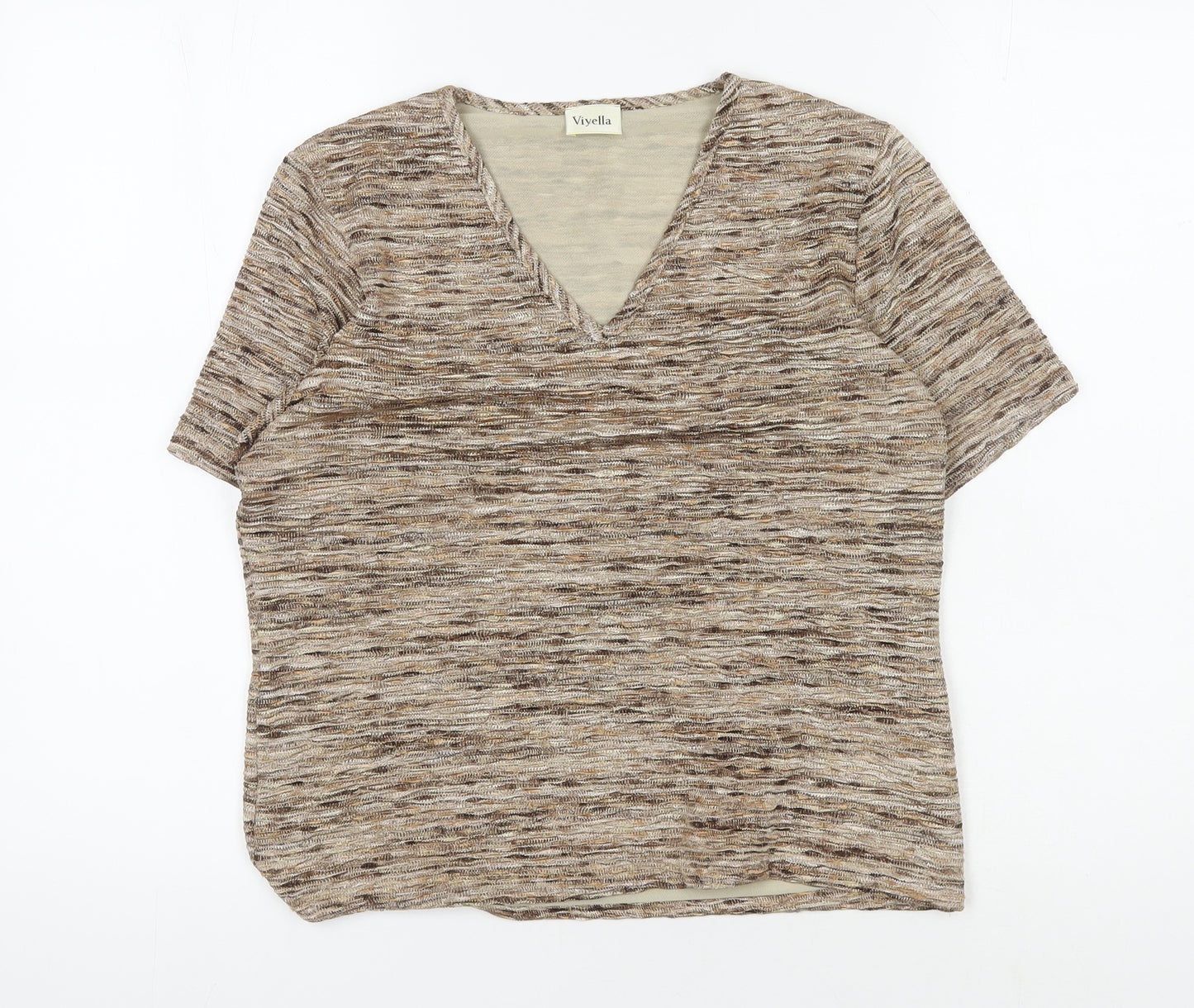 Viyella Women's Beige V-Neck T-Shirt - M