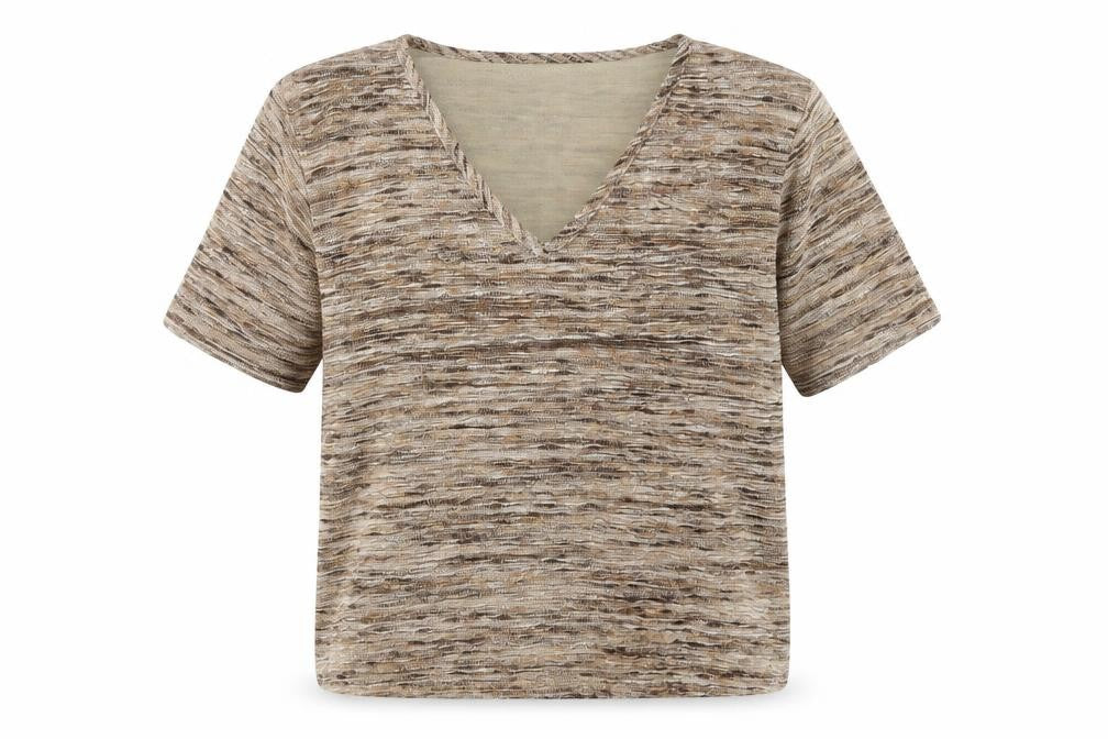 Front view of Viyella Women's Beige V-Neck T-Shirt - M