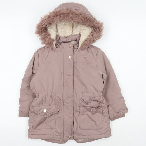 Next Girls Brown Parka Coat 3-4 Years Hooded Winter