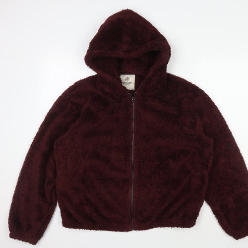 PULL&BEAR Men’s Brown Fleece Hooded Jacket M