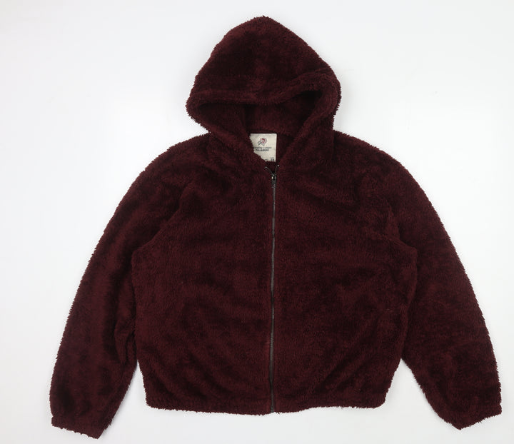 PULL&BEAR Men’s Brown Fleece Hooded Jacket M