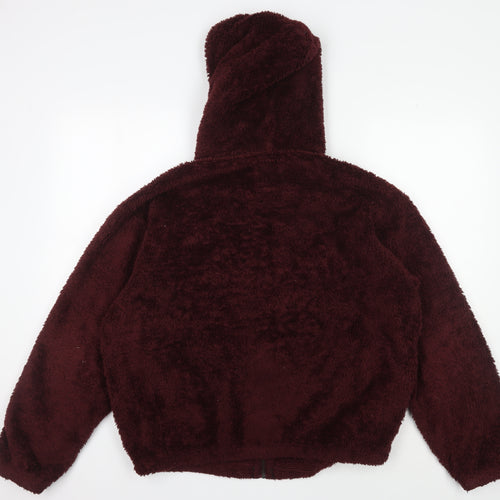 PULL&BEAR Men’s Brown Fleece Hooded Jacket M