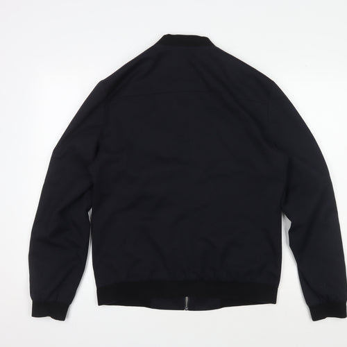 Villain Men's Black Bomber Jacket, M, Stand-Up Collar