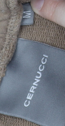 Cernucci Women's Beige Straight Trousers, Size M, Relaxed Fit