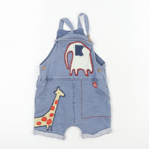 Next Unisex Blue Dungaree 9-12 Months Animal Embroidery