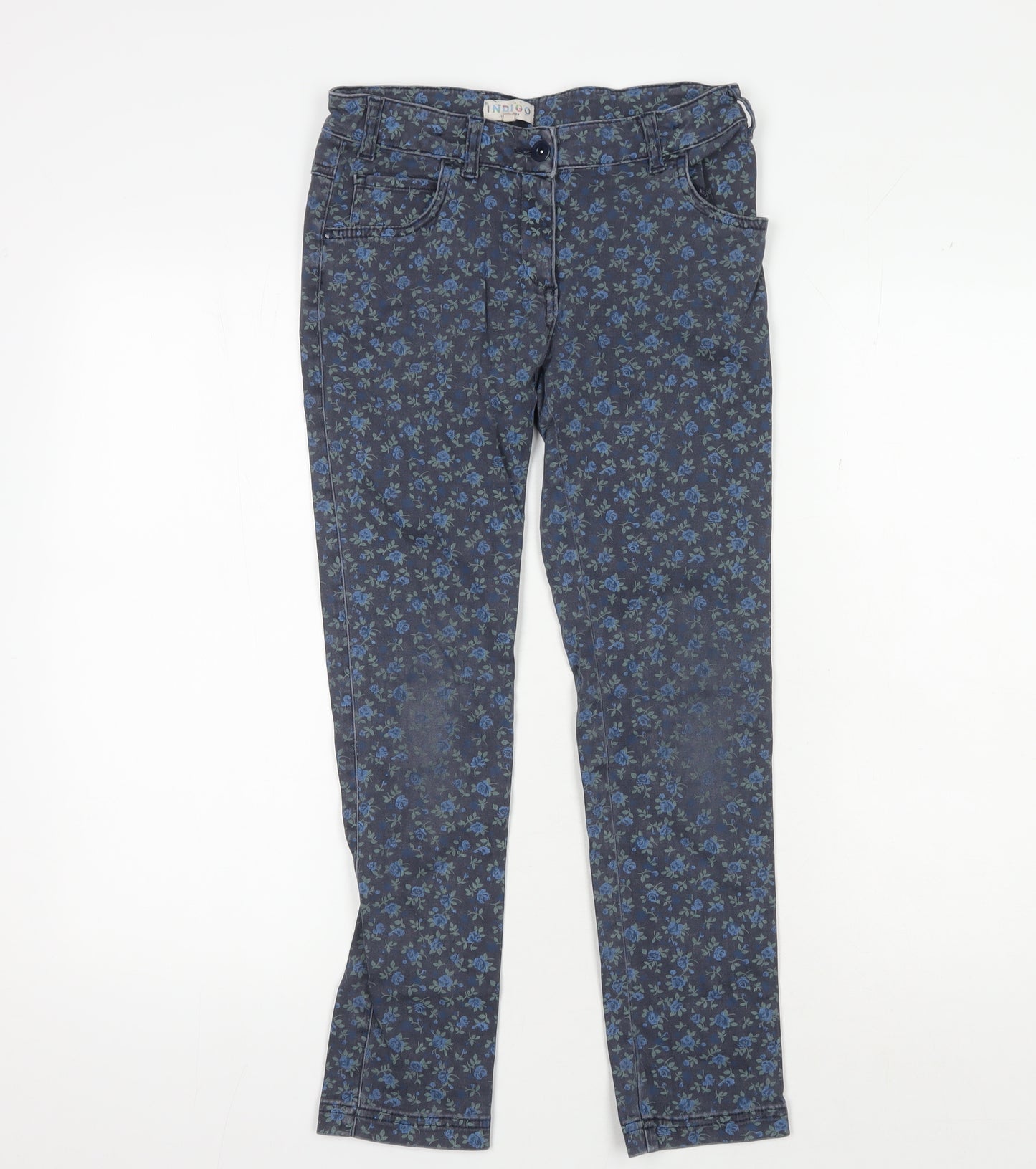 Marks and Spencer Girls Blue Floral Jeggings, 11-12 Years