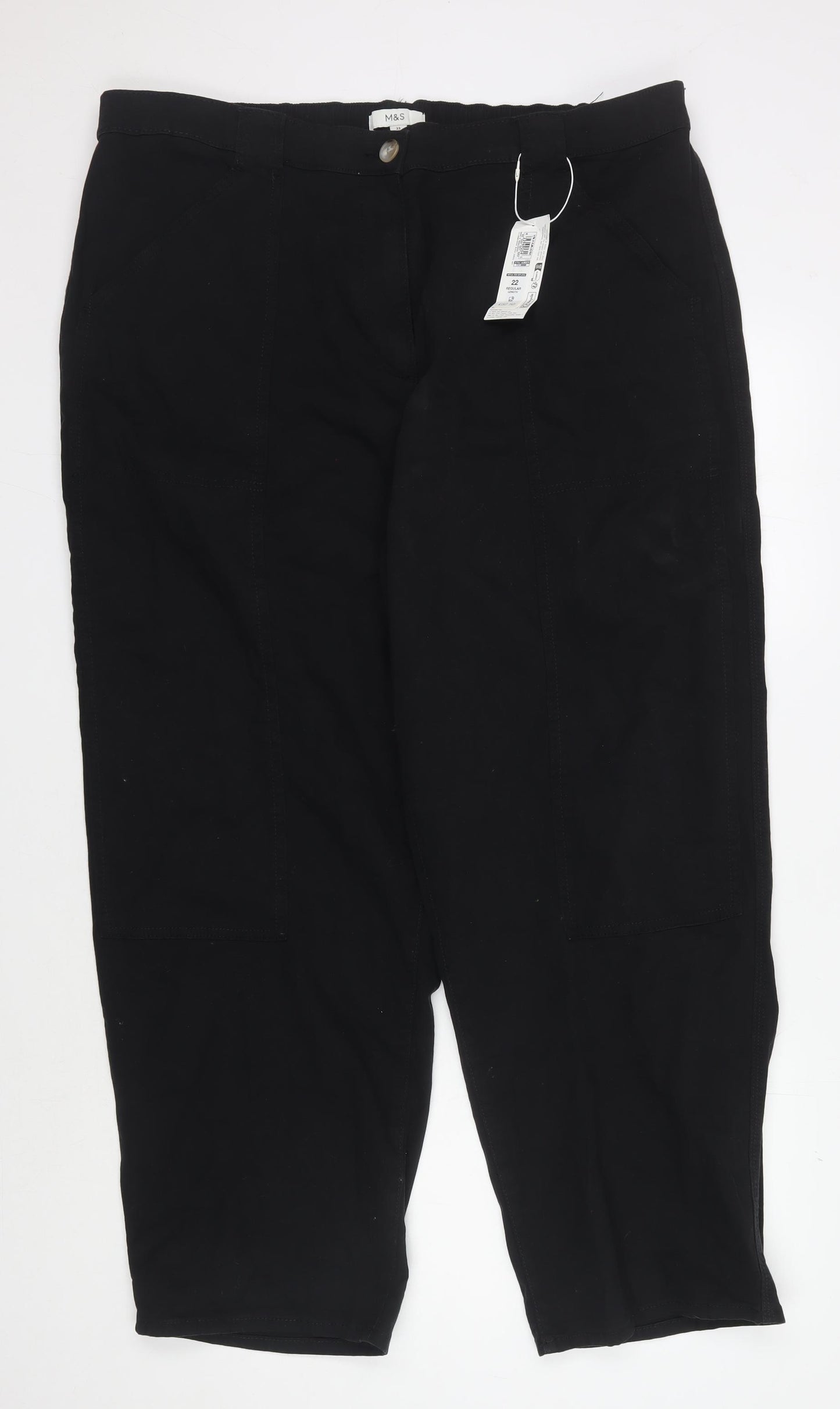 Marks and Spencer Women's Black Relaxed Trousers, Size 22