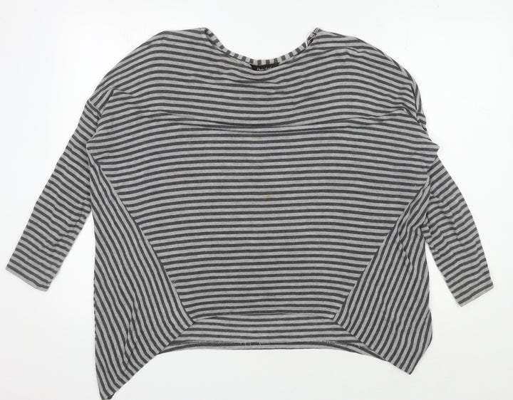 Phase Eight Women's Grey Striped Cotton Top Size 10