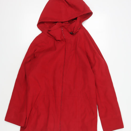 London Fog Women's Red Hooded Rain Coat M
