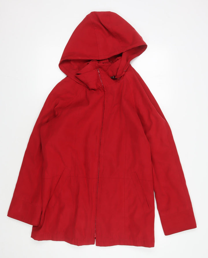 London Fog Women's Red Hooded Rain Coat M