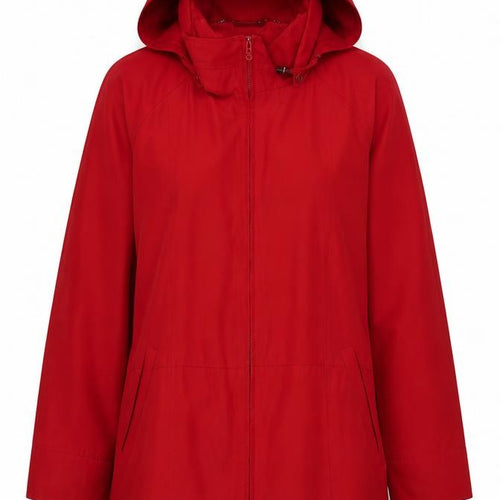 London Fog Women's Red Hooded Rain Coat M