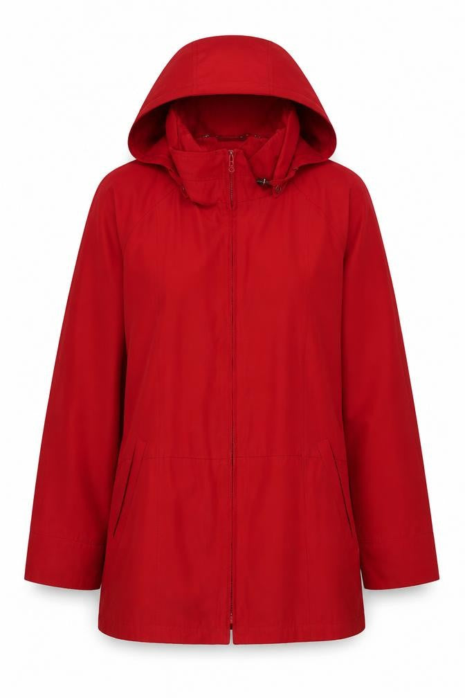 London Fog Women's Red Hooded Rain Coat M
