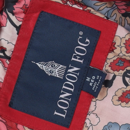 London Fog Women's Red Hooded Rain Coat M