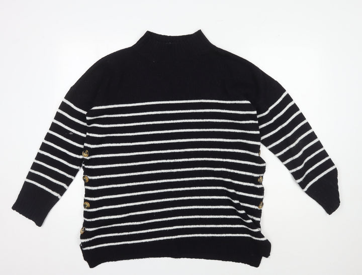 JoJo Maman Bébé Women's Black Striped Pullover Jumper, S