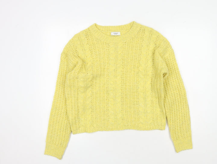 Jacqueline de Yong Women's Yellow Knit Pullover Jumper
