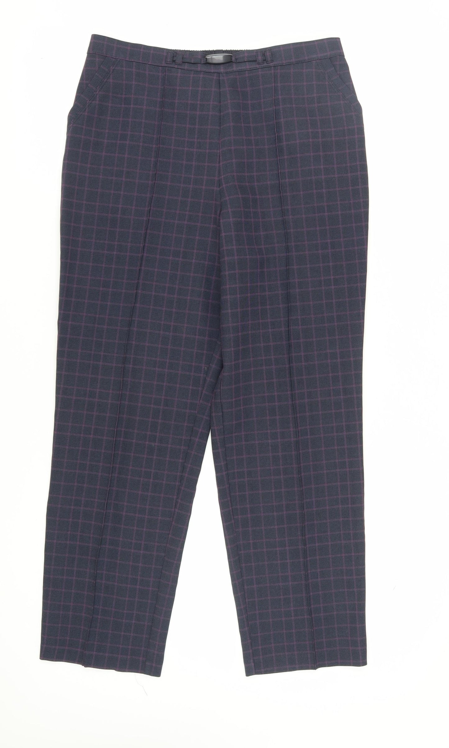 Marks and Spencer Women's Blue Check Trousers Size 14