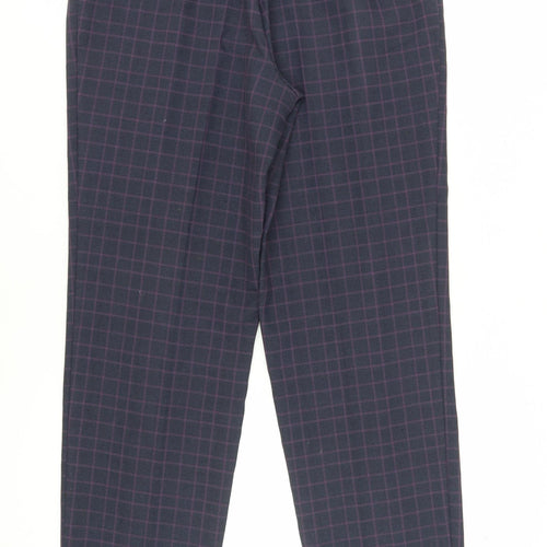 Marks and Spencer Women's Blue Check Trousers Size 14