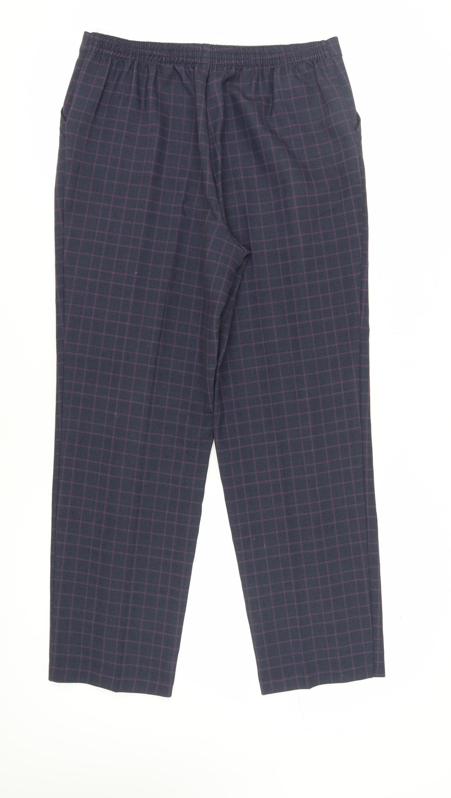 Marks and Spencer Women's Blue Check Trousers Size 14