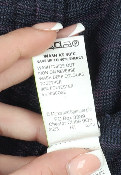 Marks and Spencer Women's Blue Check Trousers Size 14