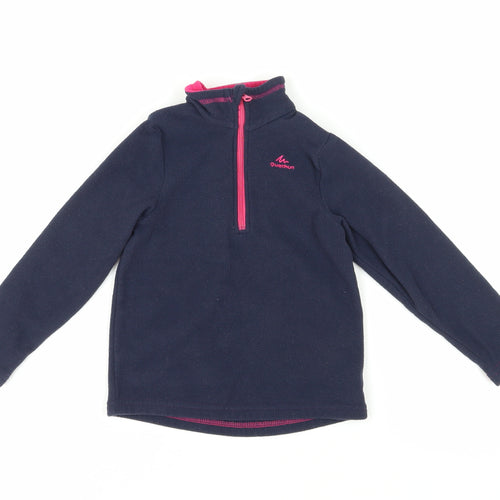 Decathlon Girls Blue Fleece 1/2 Zip Sweatshirt 4-5 Years