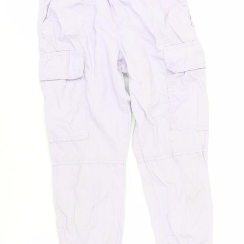 H&M Girls Lilac Cargo Trousers, Size 9, Cotton, Elastic Waist