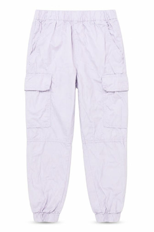 H&M Girls Lilac Cargo Trousers, Size 9, Cotton, Elastic Waist