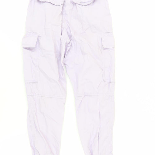 H&M Girls Lilac Cargo Trousers, Size 9, Cotton, Elastic Waist
