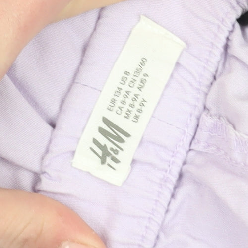 H&M Girls Lilac Cargo Trousers, Size 9, Cotton, Elastic Waist