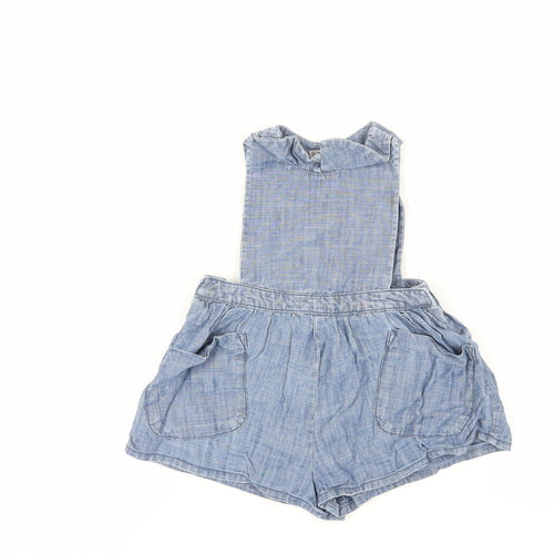 Next Unisex Blue Dungaree 12-18 Months Cotton Chambray