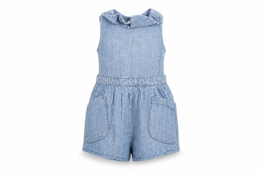 Next Unisex Blue Dungaree 12-18 Months Cotton Chambray