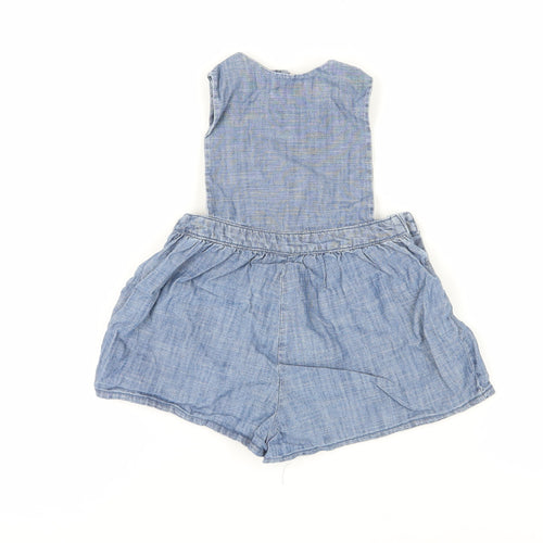 Next Unisex Blue Dungaree 12-18 Months Cotton Chambray