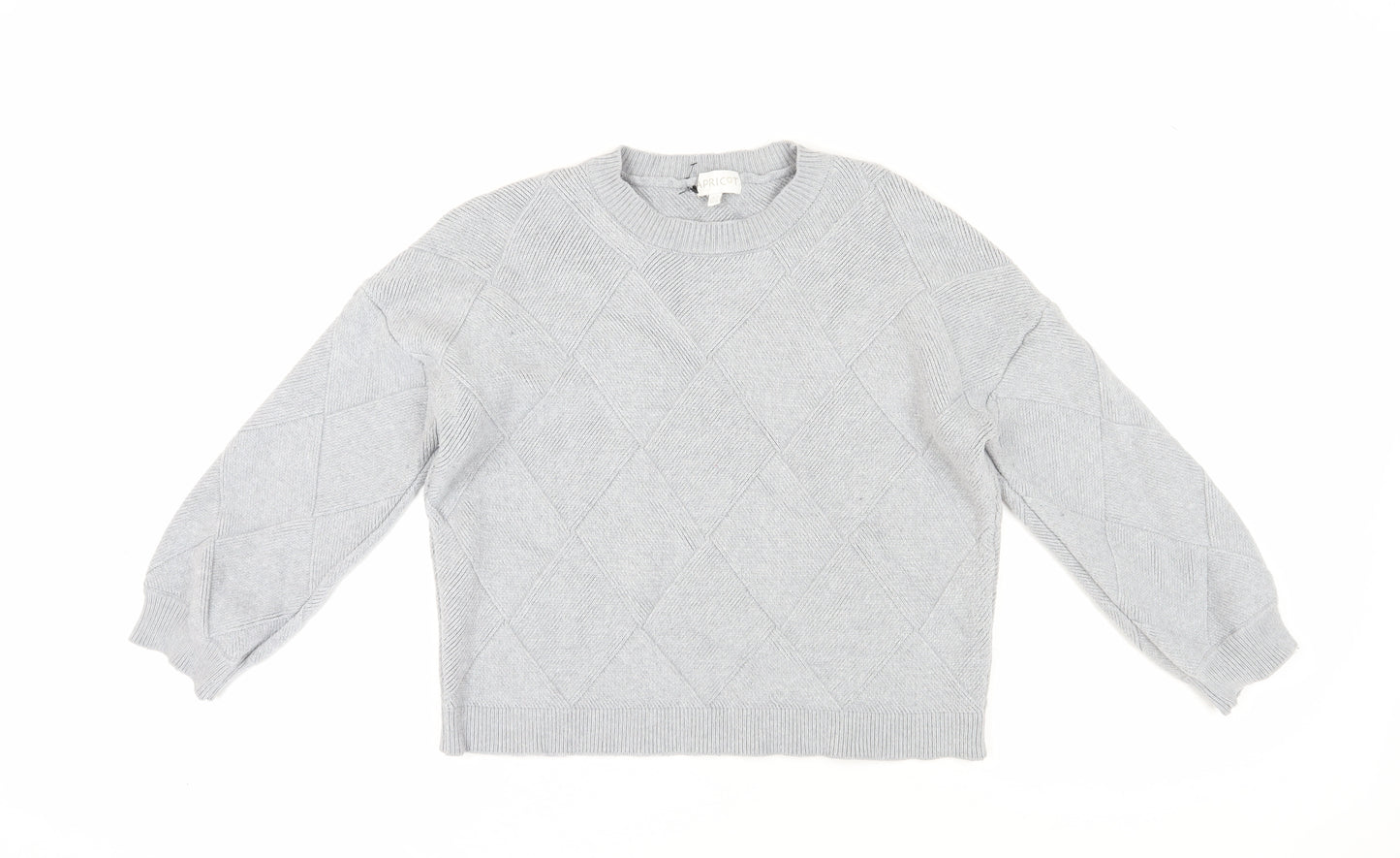 Apricot Women's Grey Argyle Pullover Jumper UK 14