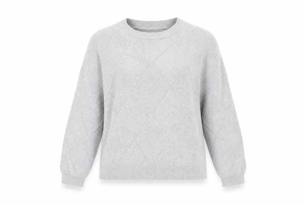 Front view of Apricot Women's Grey Argyle jumper UK 14