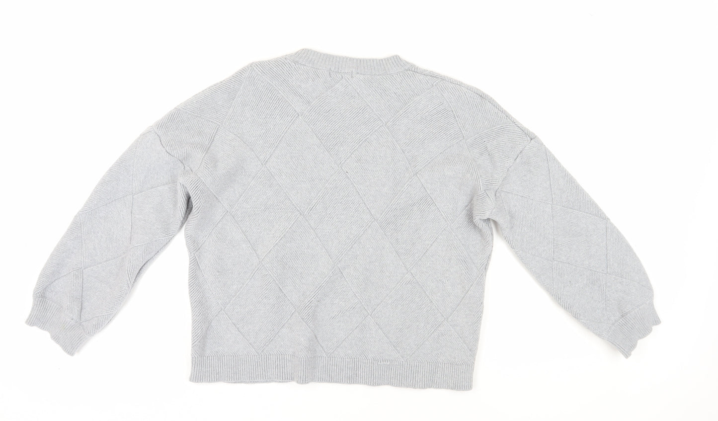Apricot Women's Grey Argyle Pullover Jumper UK 14