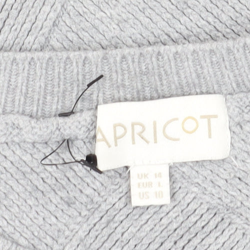 Apricot Women's Grey Argyle Pullover Jumper UK 14